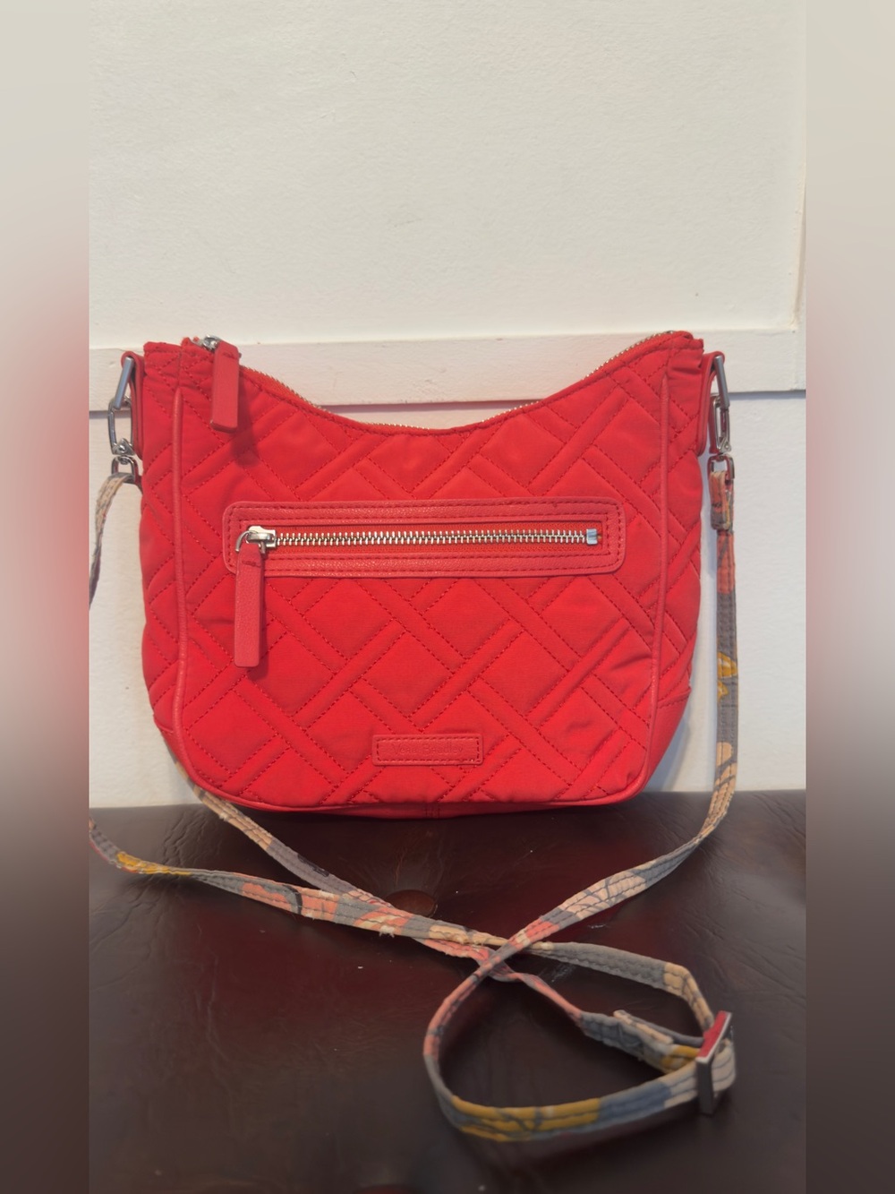Vera Bradley Quilted Red Crossbody with Patterned Strap